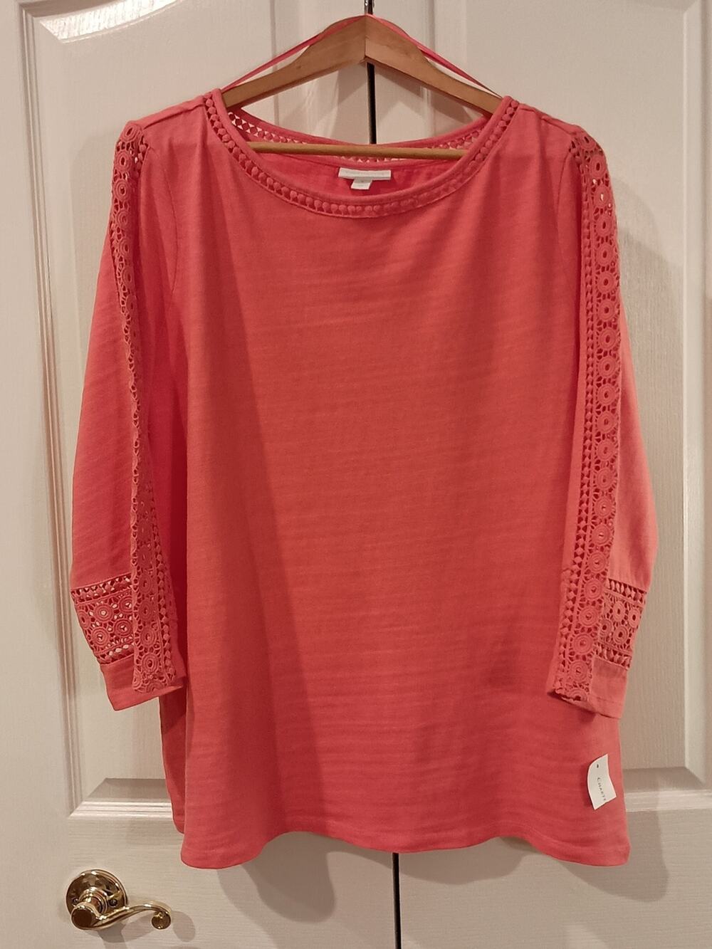 Charter Club Coral Color Crochet-Trim Tunic